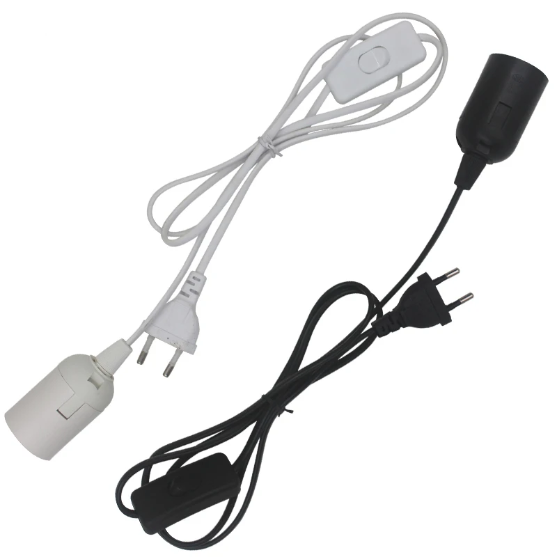 Hgaood 1.8m Non-standard 0.5 wire  Power Cord Cable 303 E27  EU US Plug Socket Lamp Base With Switch Wire For LED Bulb Holder