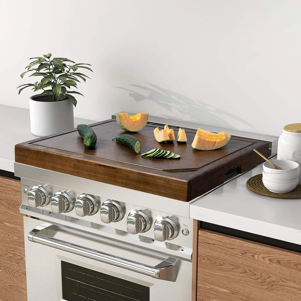 New Design Noodle Board Stove Top Cover with Juice Grooves Bamboo Wood Stove Top Sink Covers Cutting Board