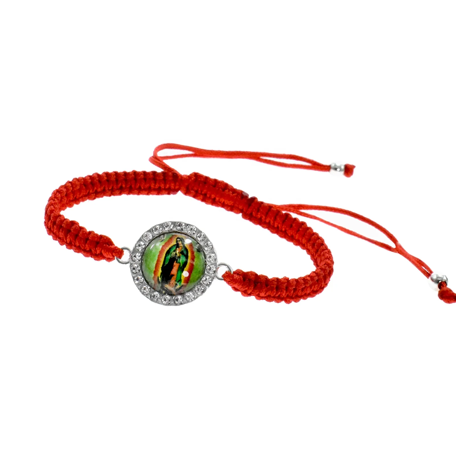 New wholesale red string braided bracelets crystal stone rosary bracelet jesus religious adjustable bracelet