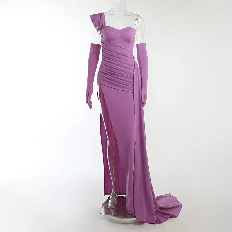 INS Hot Sale New Women Casual Dresses Sexy One Shoulder Long Party Evening Prom Dress Fall Clothing Fashion 2022