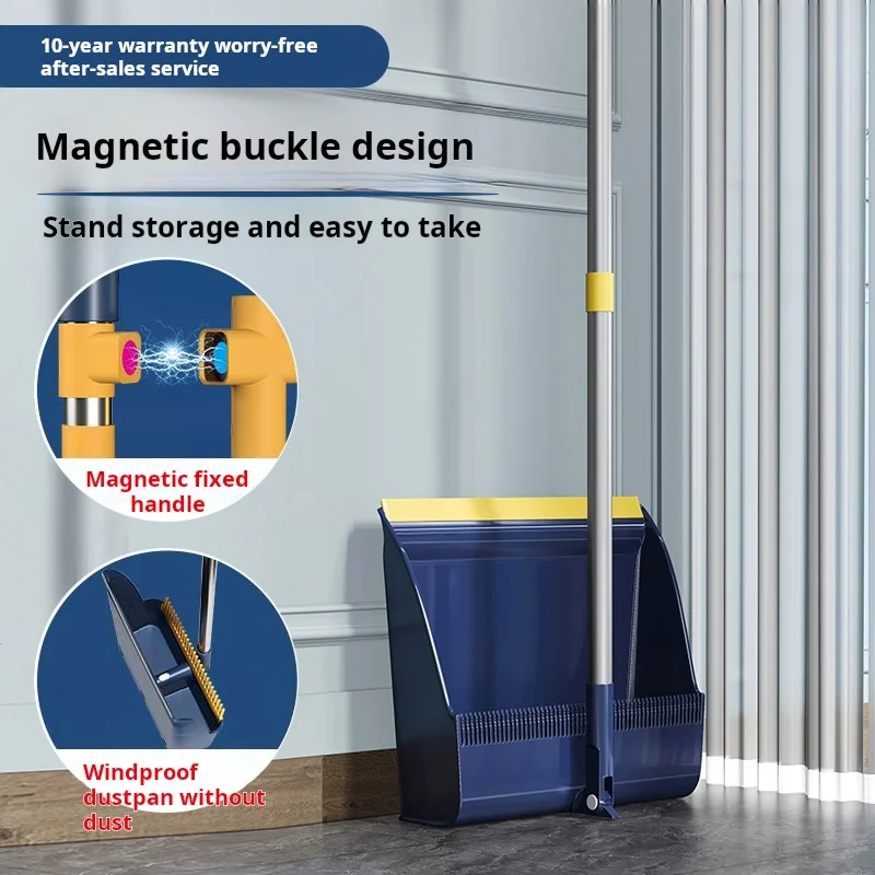 Upgrade Broom and Dustpan Set with Long Handle Upright Dustpan Broom Set Ideal for Indoor Outdoor Garage Kitchen Room