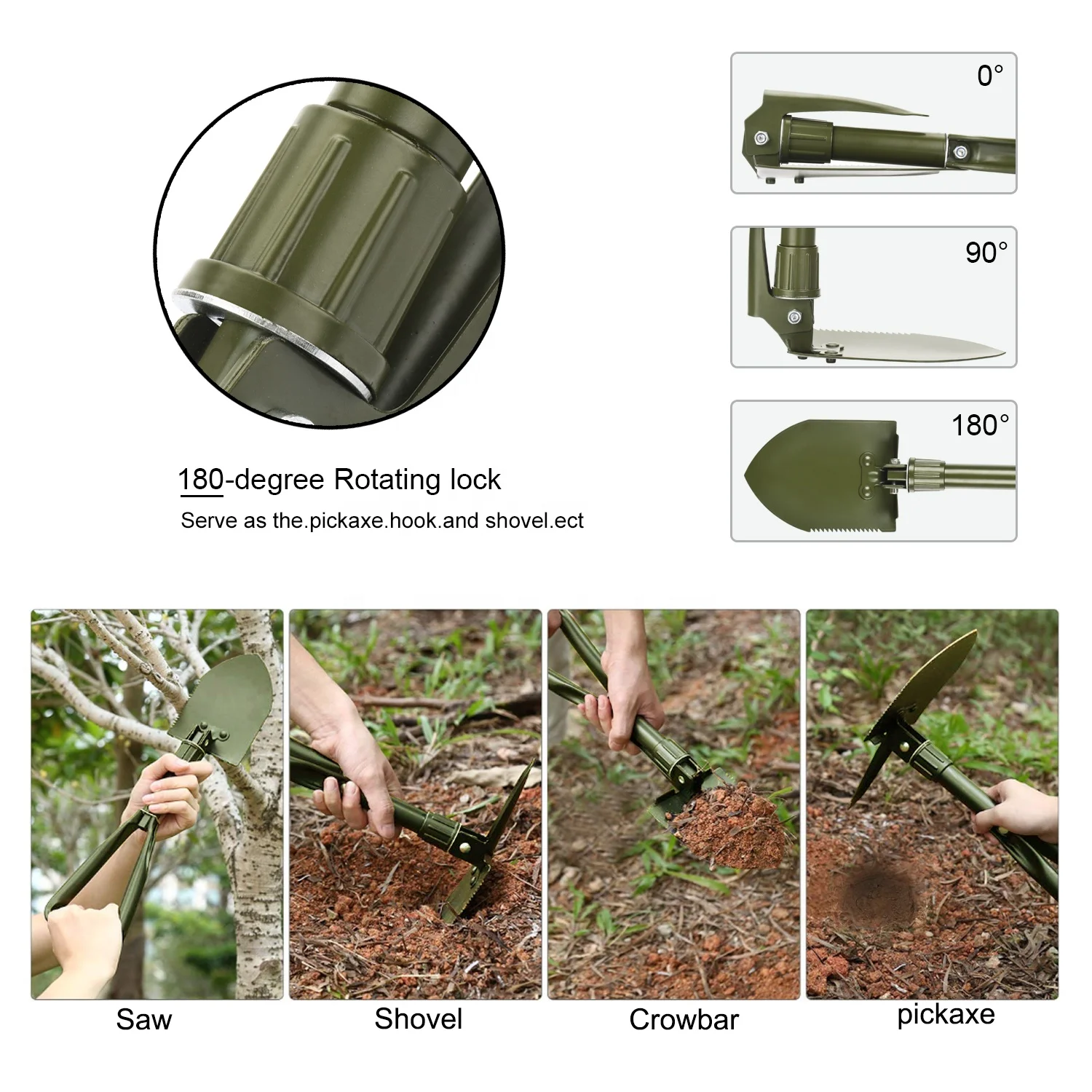 
Mini Tactical Military Collapsible Spade Shovel with Pouch for Camping, gardening 