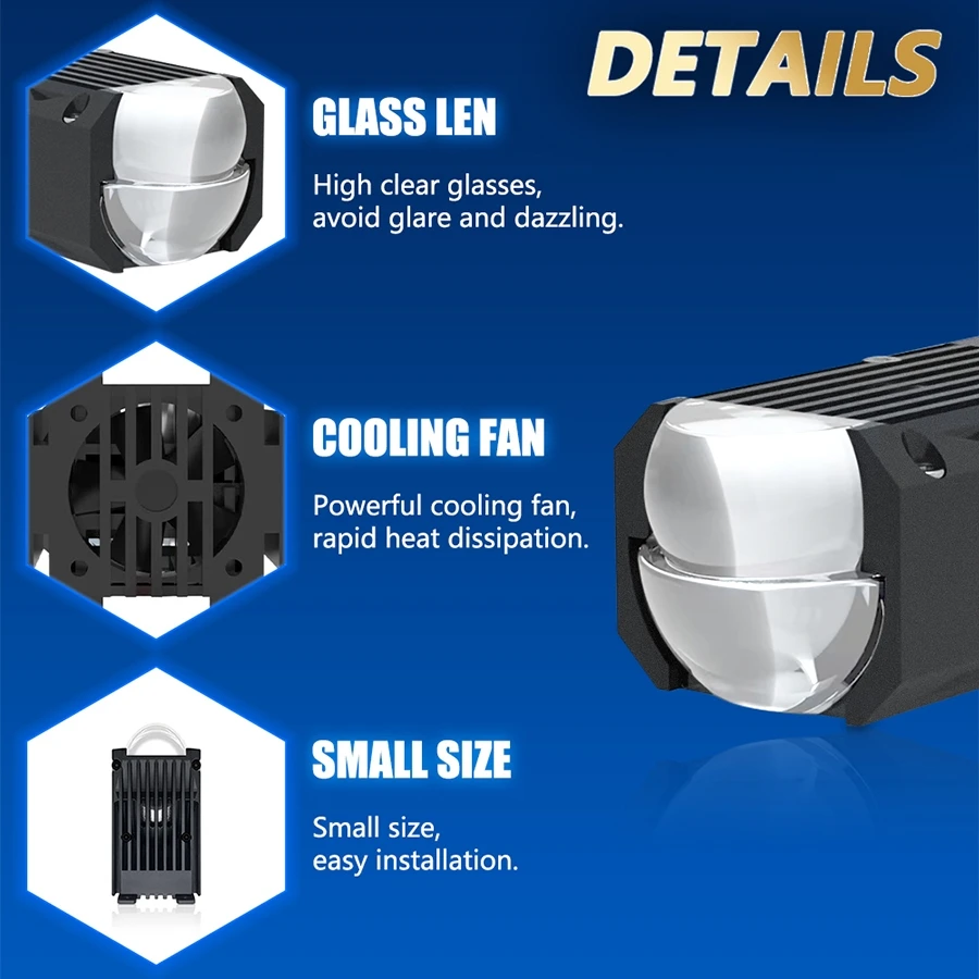 Auto Car Light 40W 5500K BI LED Projector Lens N40D1 Matrix Quare Type Headlights Retrofit item for Universal Type Fog Light