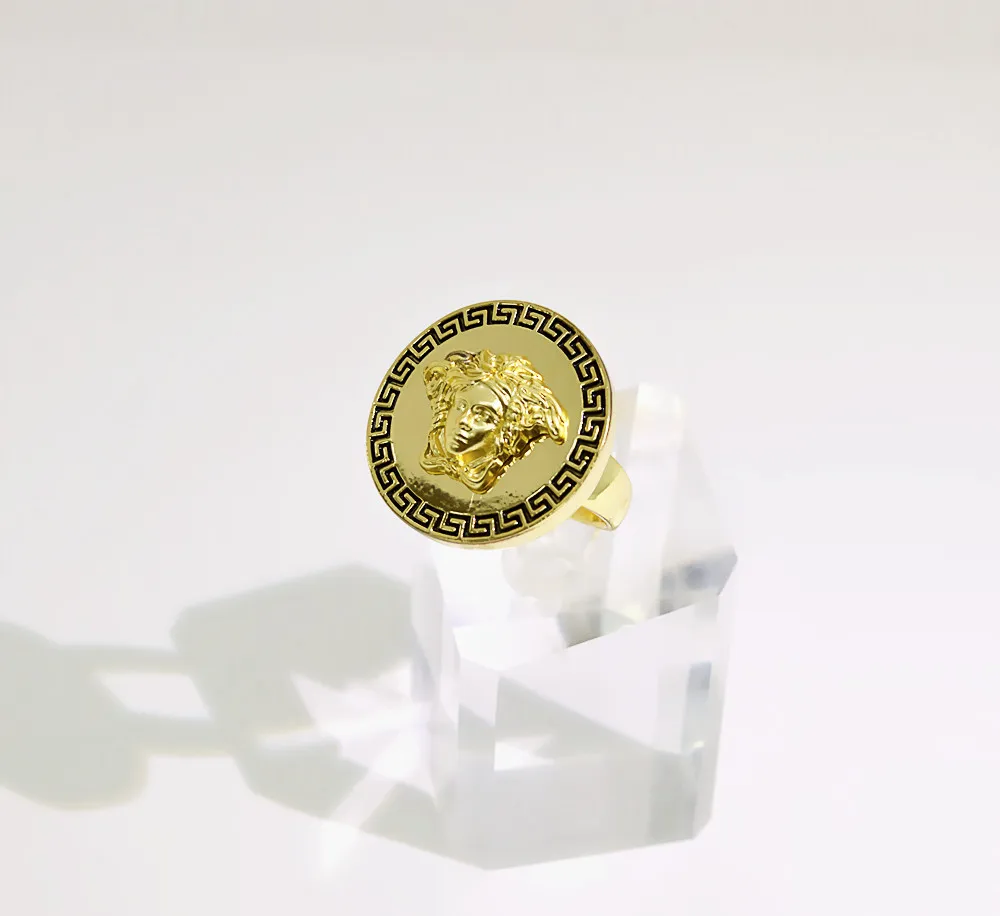 Vintage Silver Gold plated alloy ring Medusa punk ring