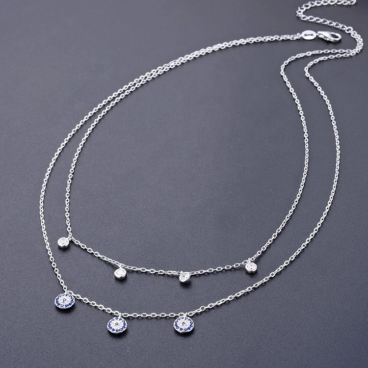 POLIVA Custom Fashion Women Layer Evil Eye Necklace 925 Sterling Silver Jewelry