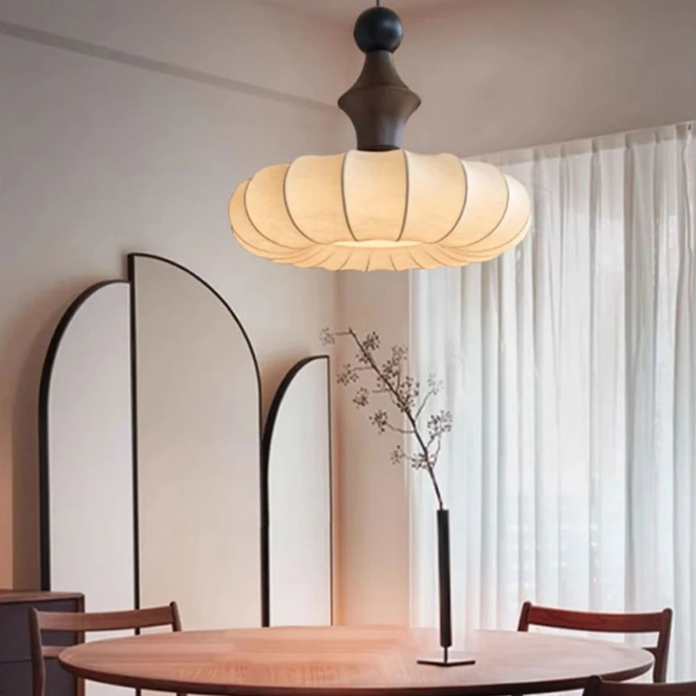 Retro medieval bedroom chandelier ash wood imitation silk restaurant light high-grade sense room wabi-Sabi wind Zen light
