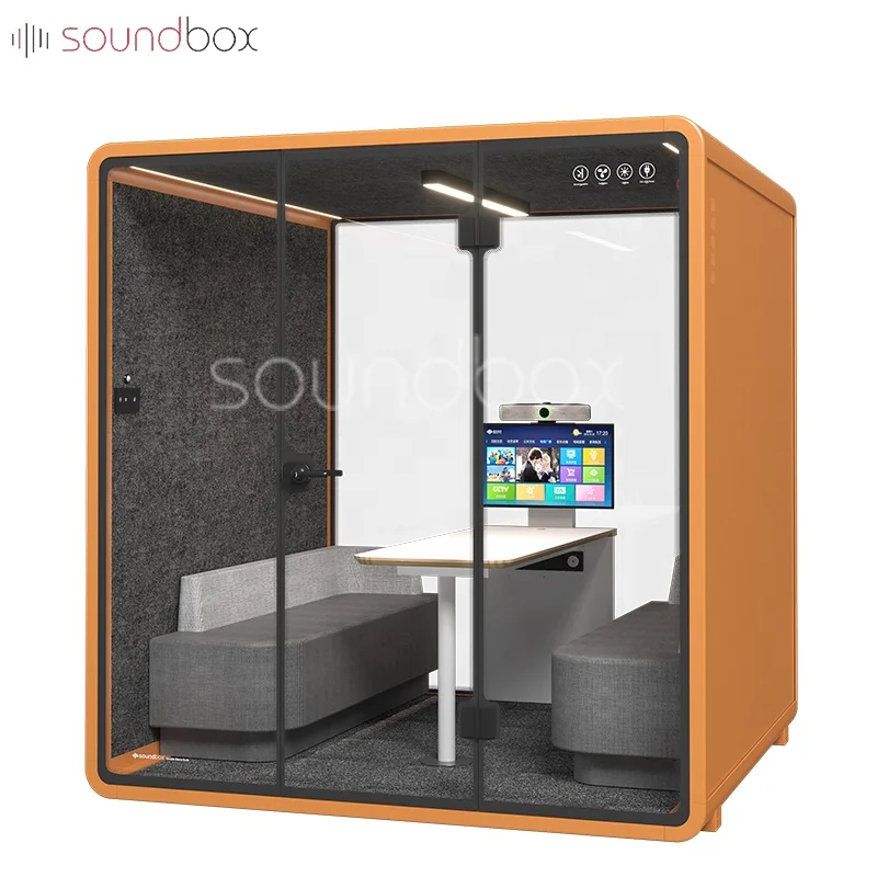 Meeting pod office cabin indoor for 4 people office booth office furniture meeting pods