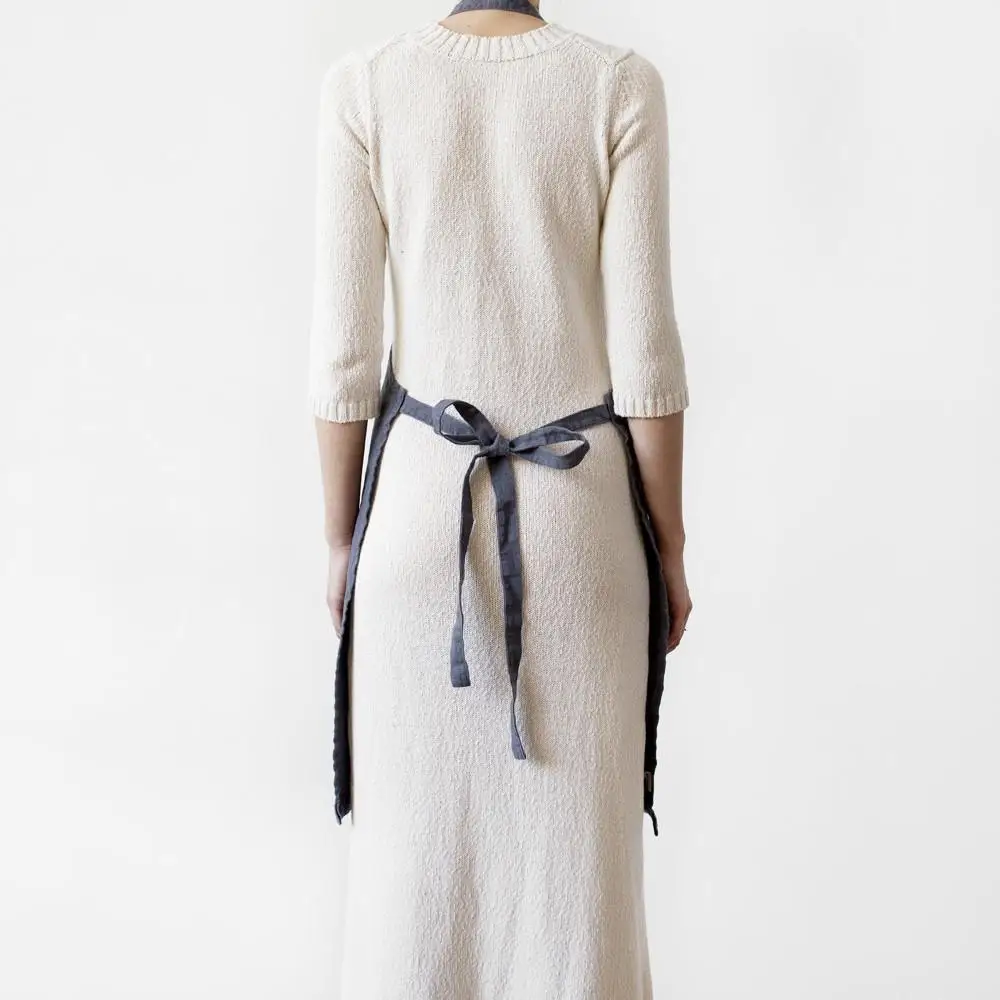 Custom logo apron adult unisex comfortable raw ecological french linen aprons