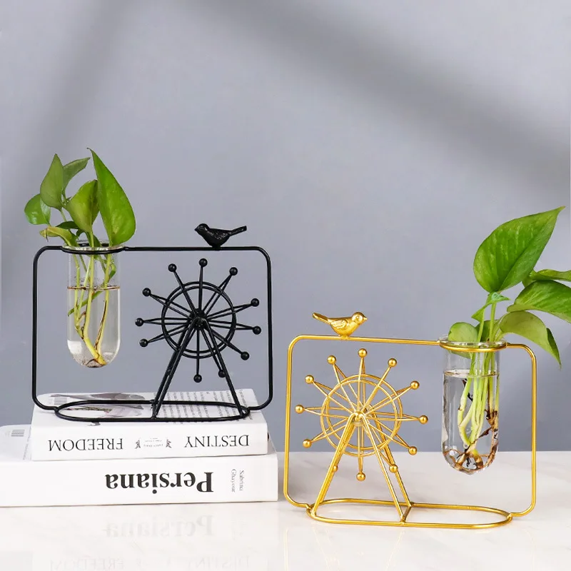 Nordic decor living room desktop ferris wheel home accessories hydroponic ornaments green plant container glass test tube vase