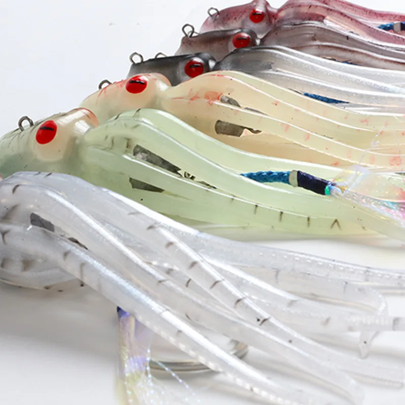 60g 110g 150g 200g UV Jigging Lures Saltwater TPE Squid Jigs Slow Pitch Trolling Bait With Assist Hooks Octopus Lure