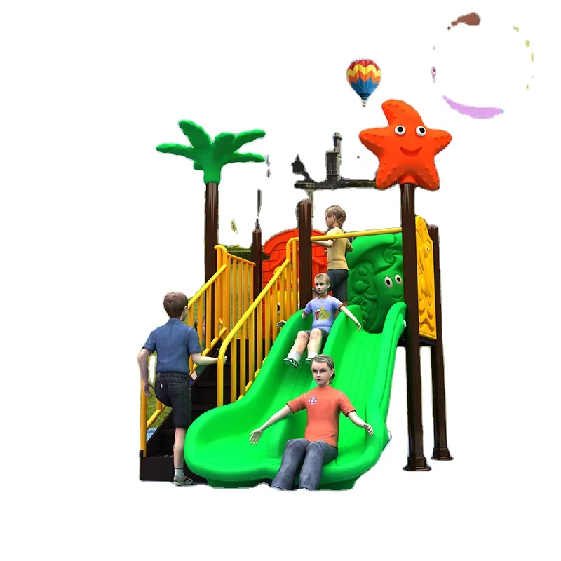Kids slides outdoor plastic playground equipment swing and slide set
