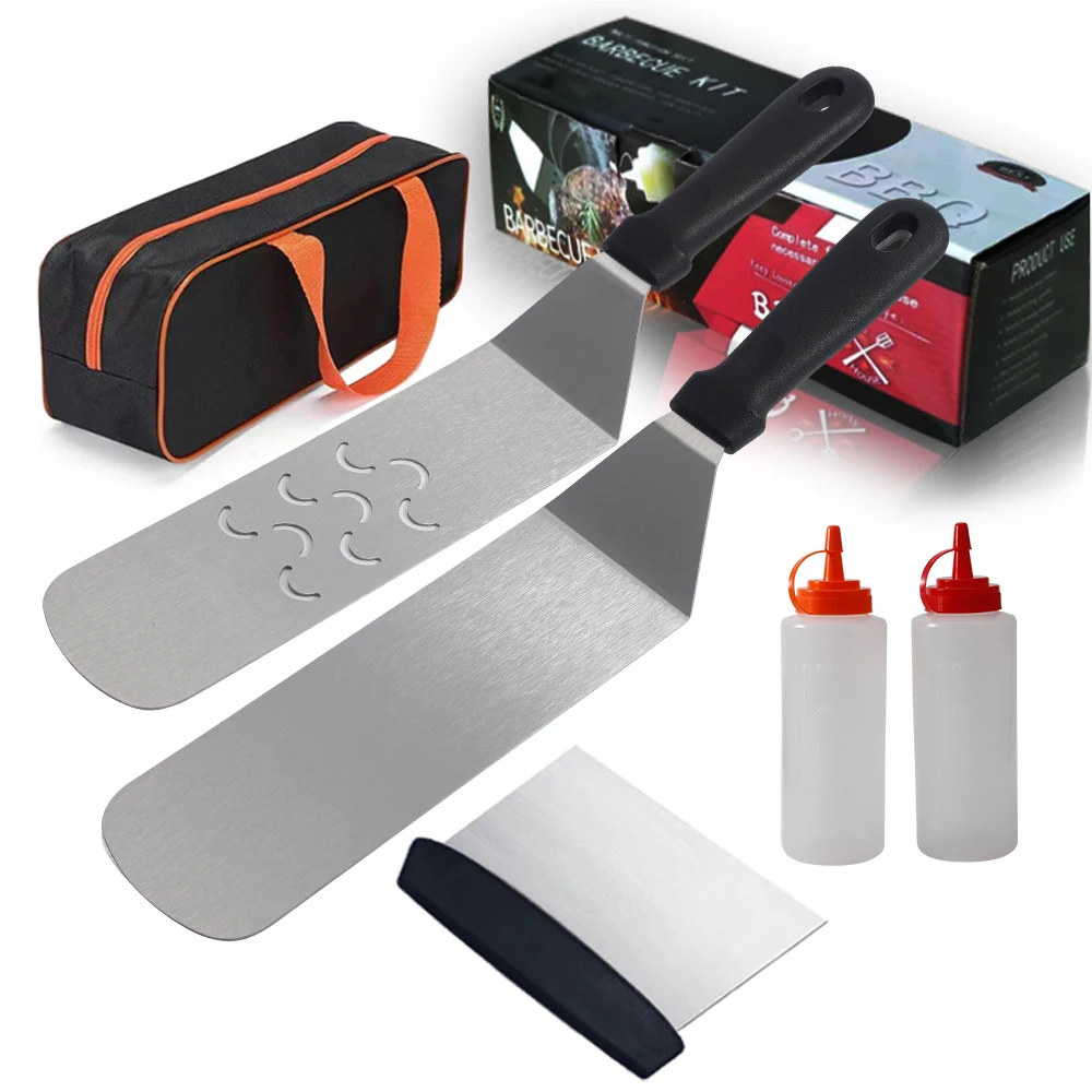 New barbecue stainless steel grill Griddle accessories kit BBQ tools set for Tepanyaki
