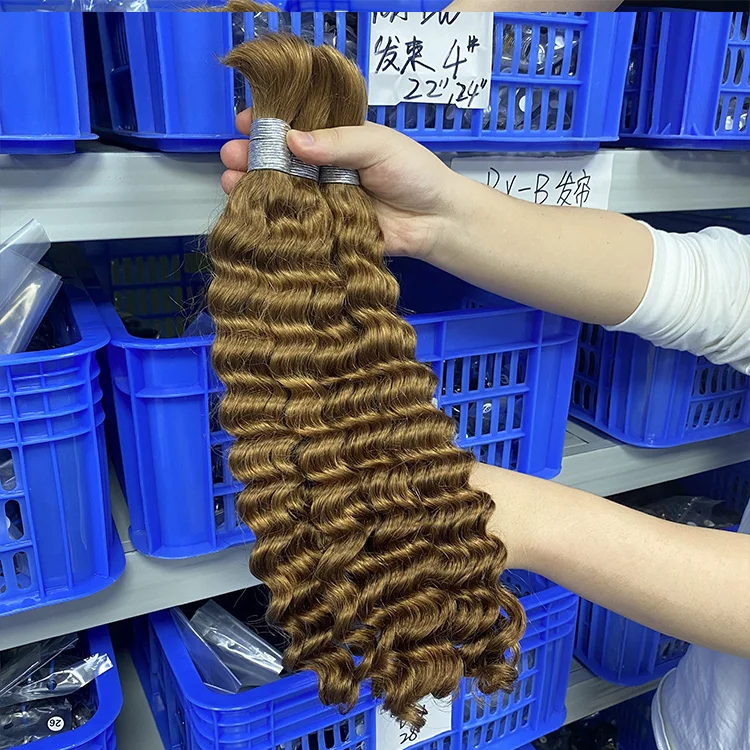 RXHAIR Spiral Curl Extension 30# Deep Wave Braiding Hair Products Crochet Afro Kinky Bulk Human Hair For Crochet Braids Hair