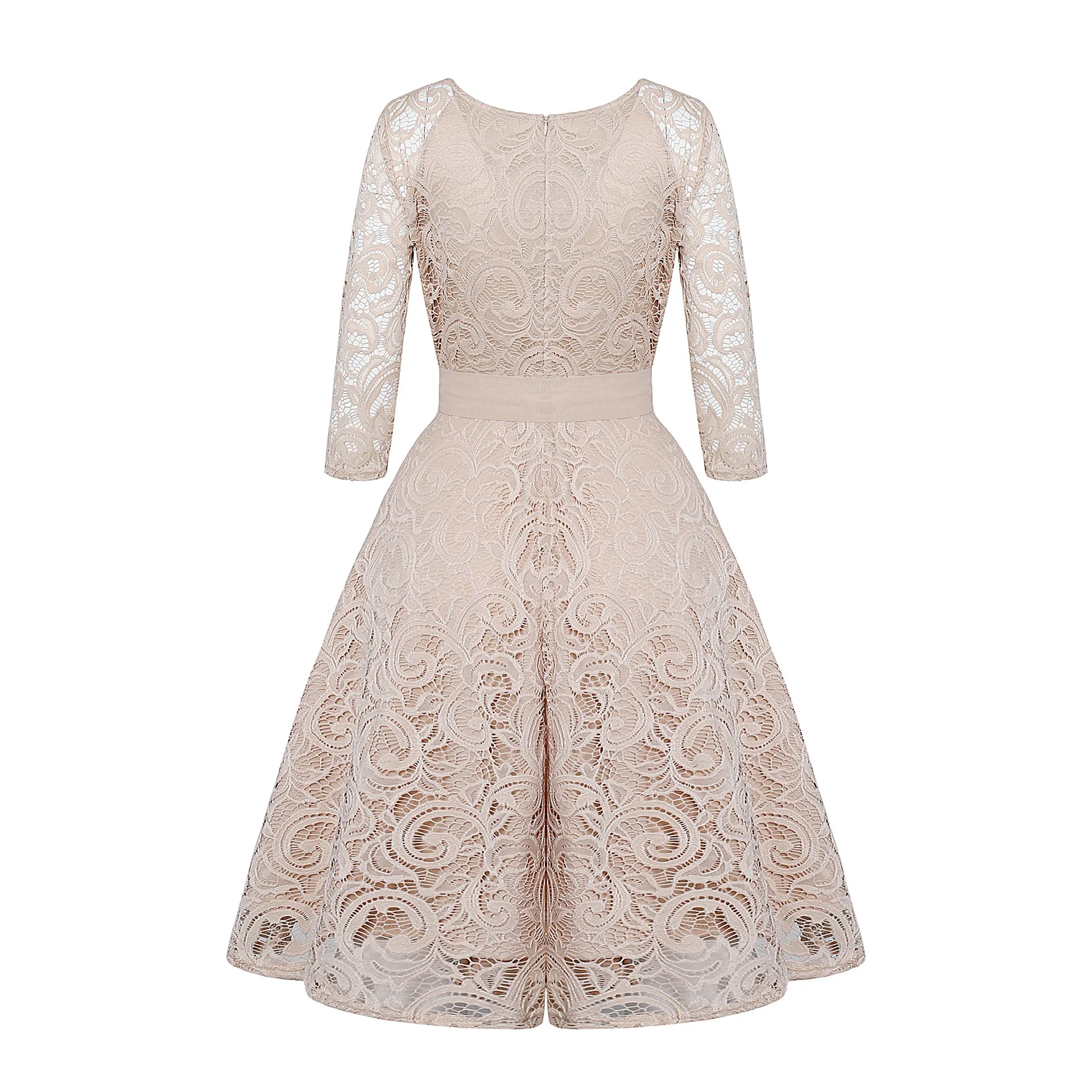 Wholesale Cheap British Fashion brand  Ladies  Vintage Sweet Party V neck Lace Maxi Dress for women