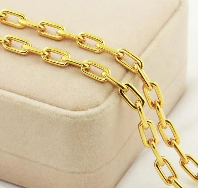 Изготовленный На Заказ Франция настоящим 18К Золотой звено цепи ожерелье для мужчин и женщин