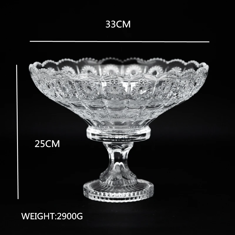17PK large crystal glass decoration bohemia style fruit bowl