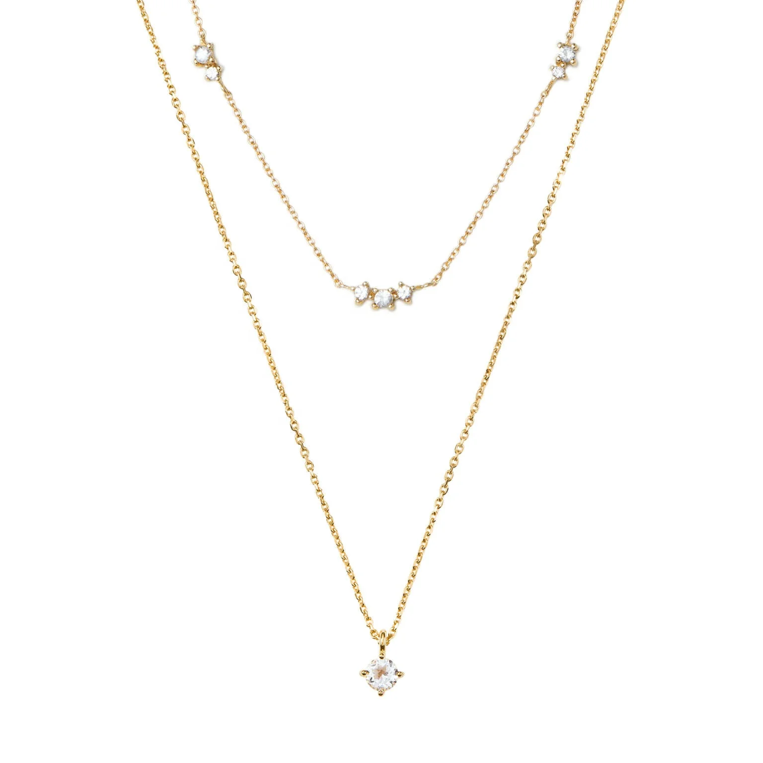 Gemnel custom designer 925 sterling silver cable chain 3A cubic zircon double layer necklace set