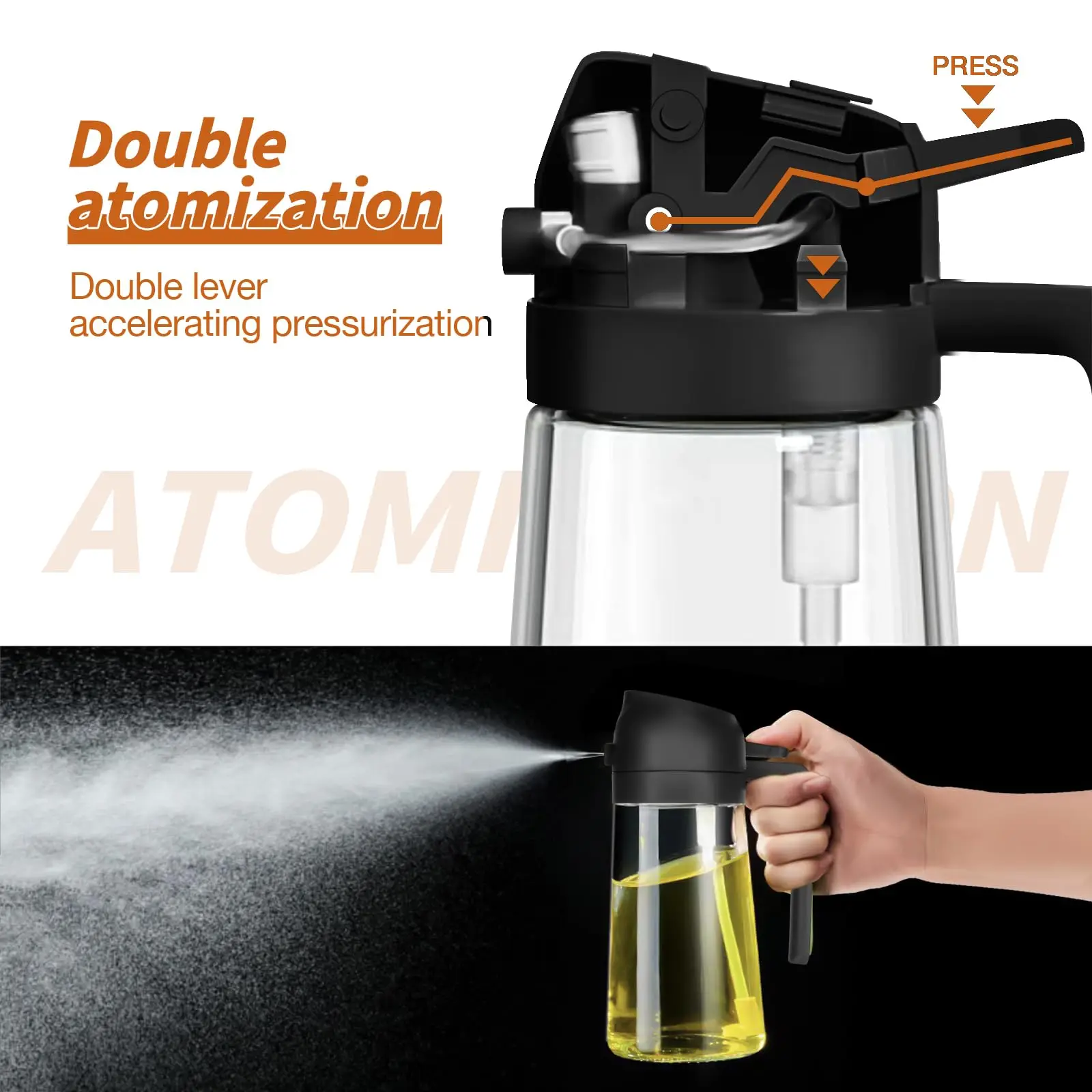 TRES new design 2 in 1 white with nozzle lid vinegar spray dispenser glass condiment soy sauce bottles olive oil bottle