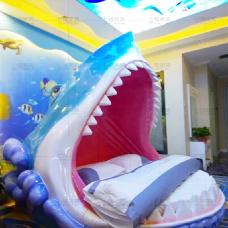 China Supply Hotel Home Bedroom Furniture Children Shark modeling Sex Bed Shark Sex Bed