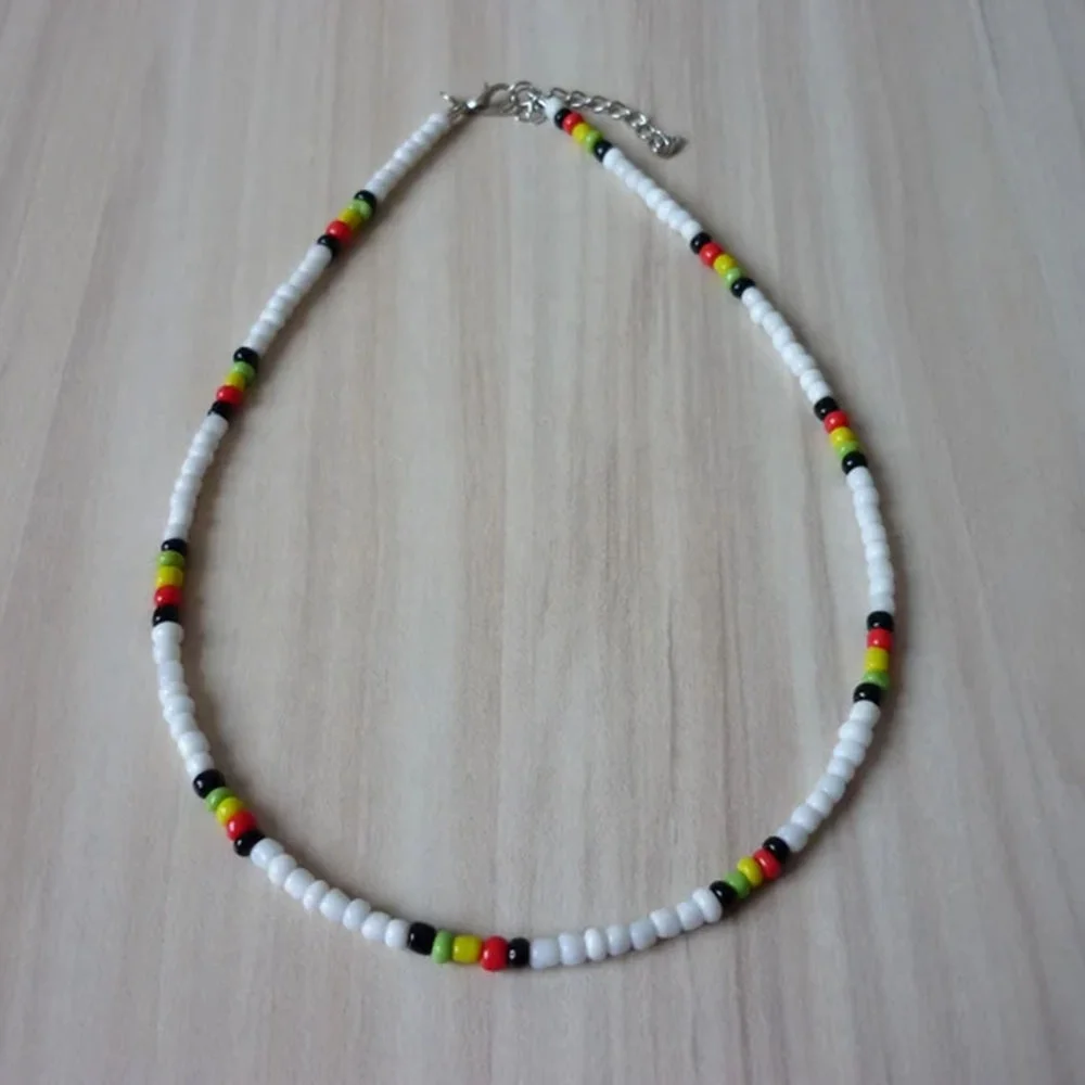 Fashion Bohemian Rainbow Beaded Necklaces Rasta Beaded Necklace Rasta Jewelry Cowrie Shell Choker Cowrie Jewelry Rasta Necklace