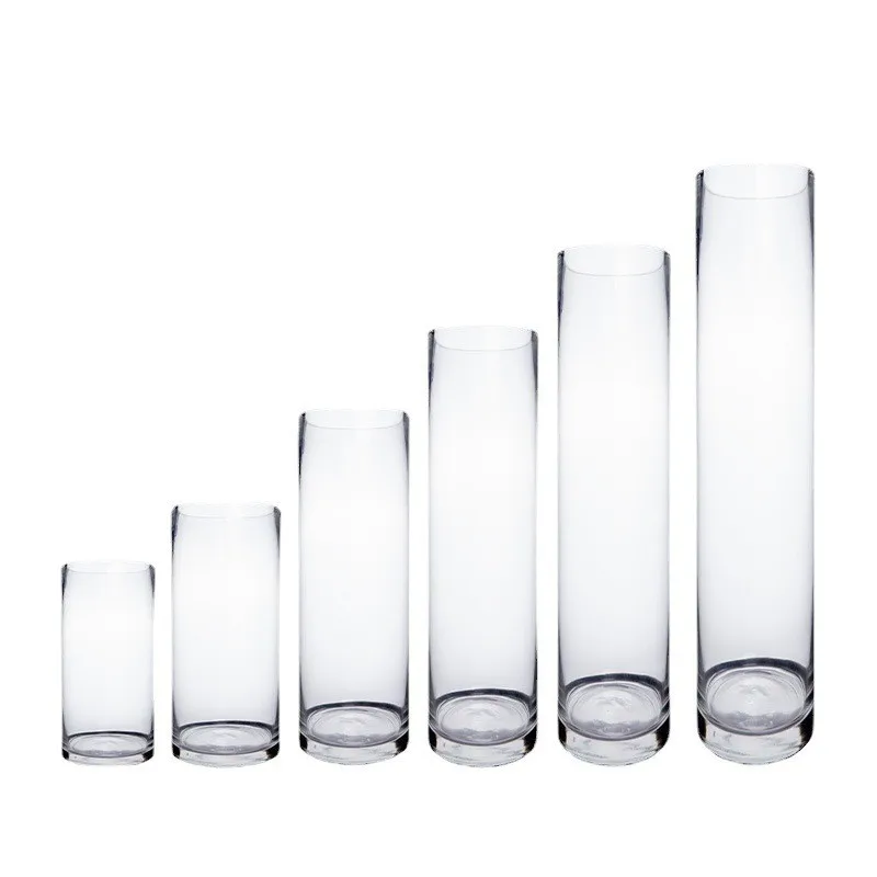 Glass Vase Clear Vases Large Big Clear Simple Cylinder Tall Clear Flower Transparent Modern Glass Plant Pot Excel Tabletop Vase