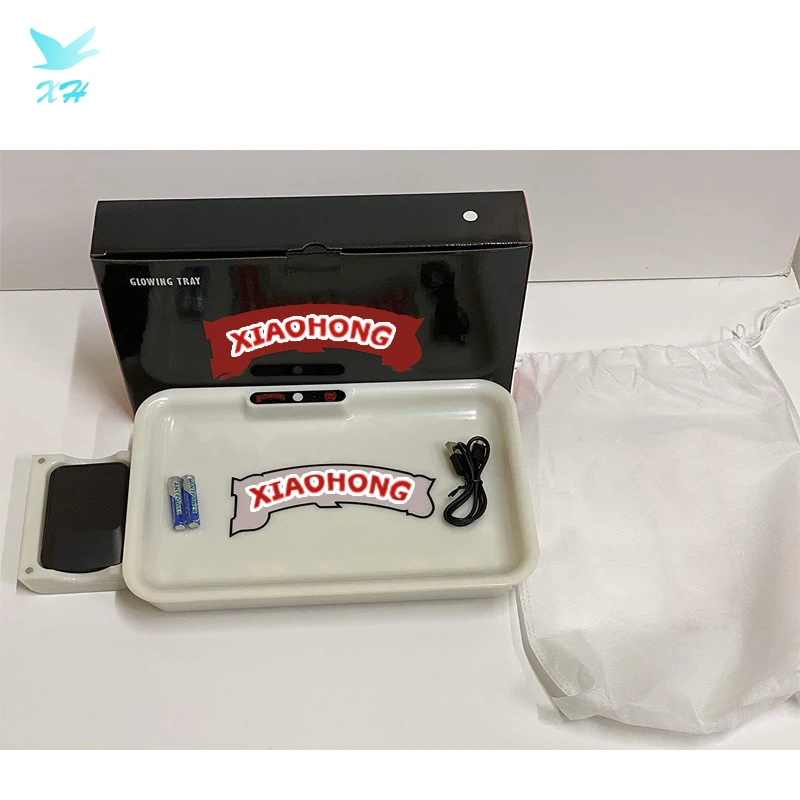 Custom Large LED Light Up Girl Rolling Tray and Grinder with Flash