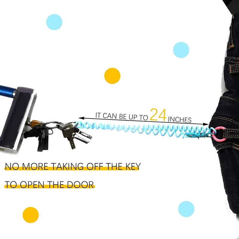 Retractable Coil Spring Keychain With Keyring Lobster Clasp Spiral Wrist Coil Elastic Anti-Lost Carabiner Stretch Key Cord Rope