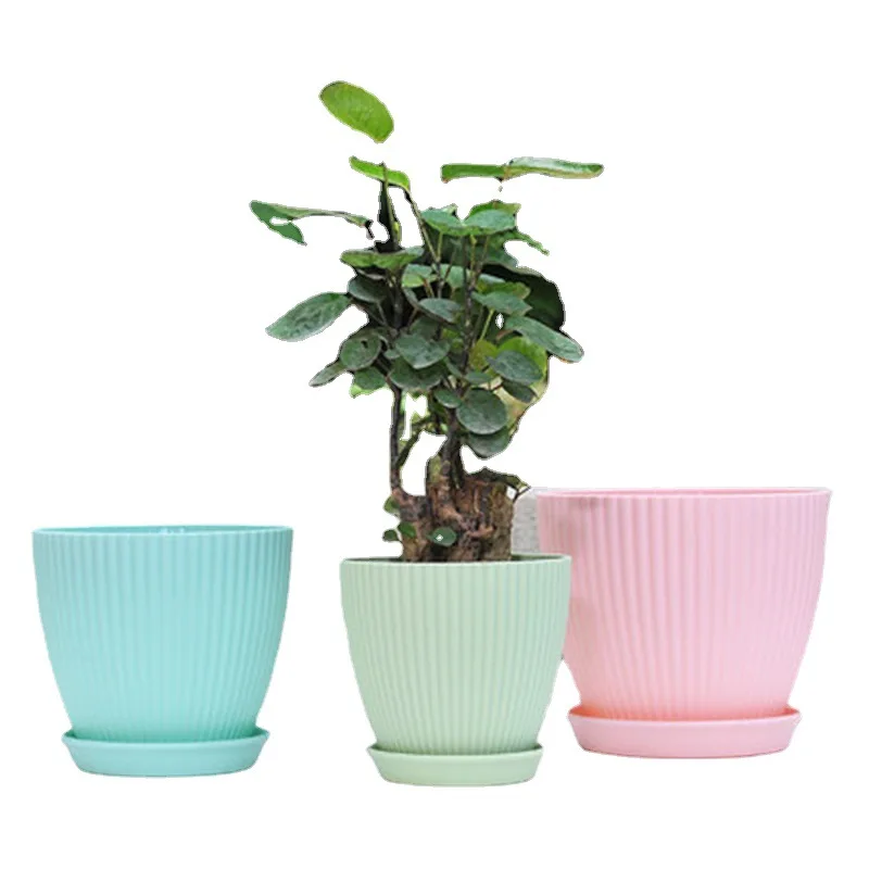 Horticultural resin plastic simple pot succulent green rose gallon factory direct striped basin