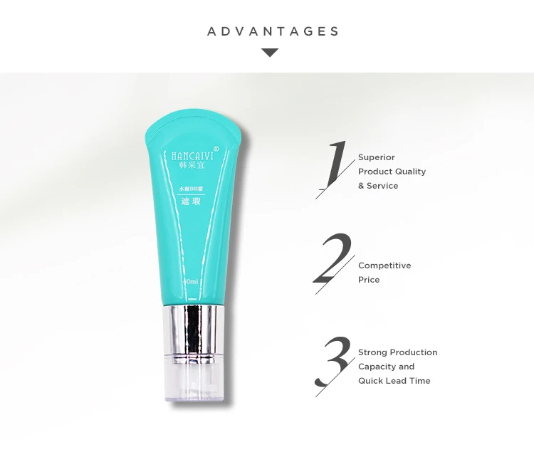 OEM blue BB cream foundation cosmetic packaging tube with airless pump cap