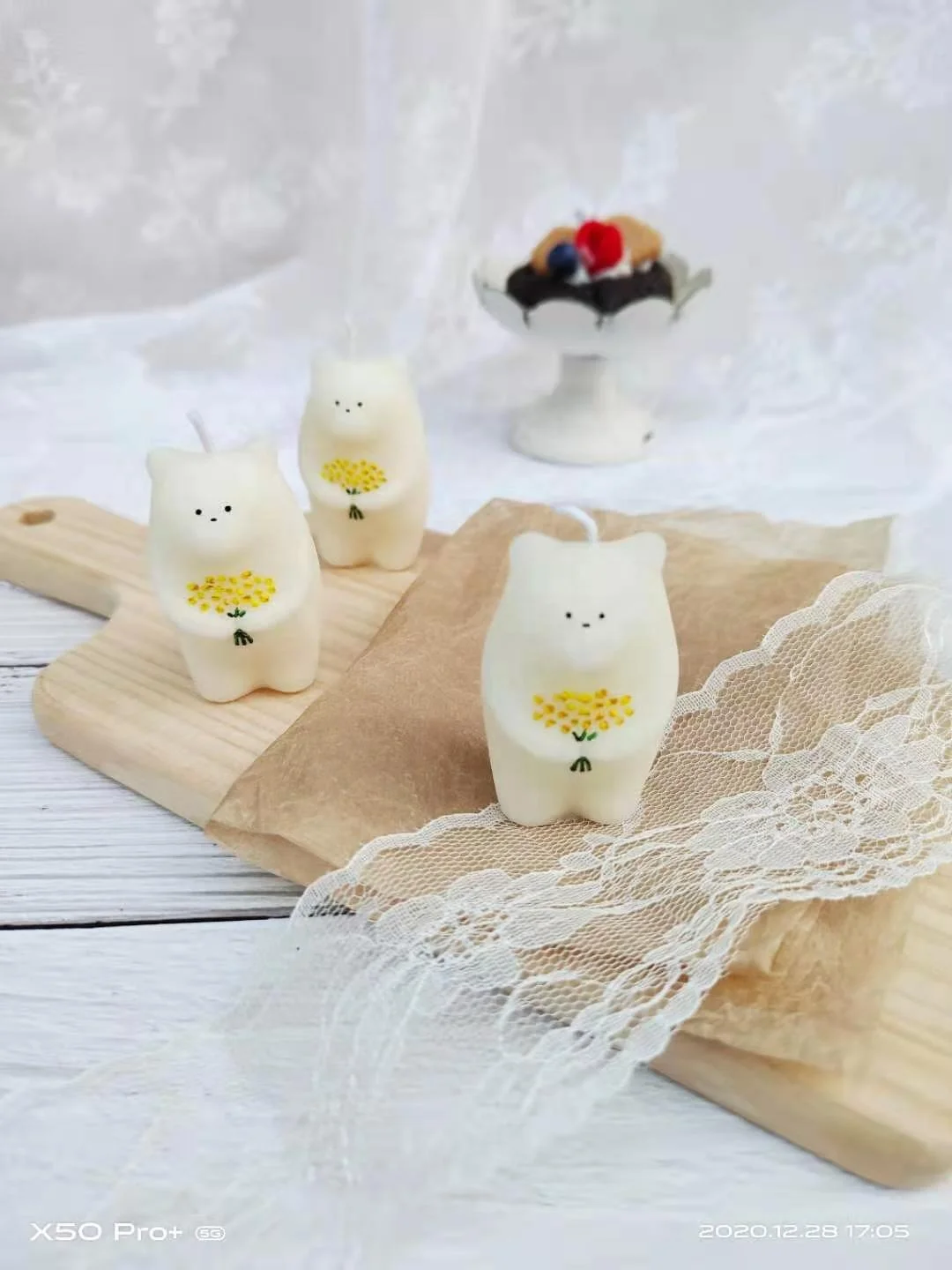 Sweet Dessert-Themed Teddy Cheese Aromatherapy Soy Wax Candle