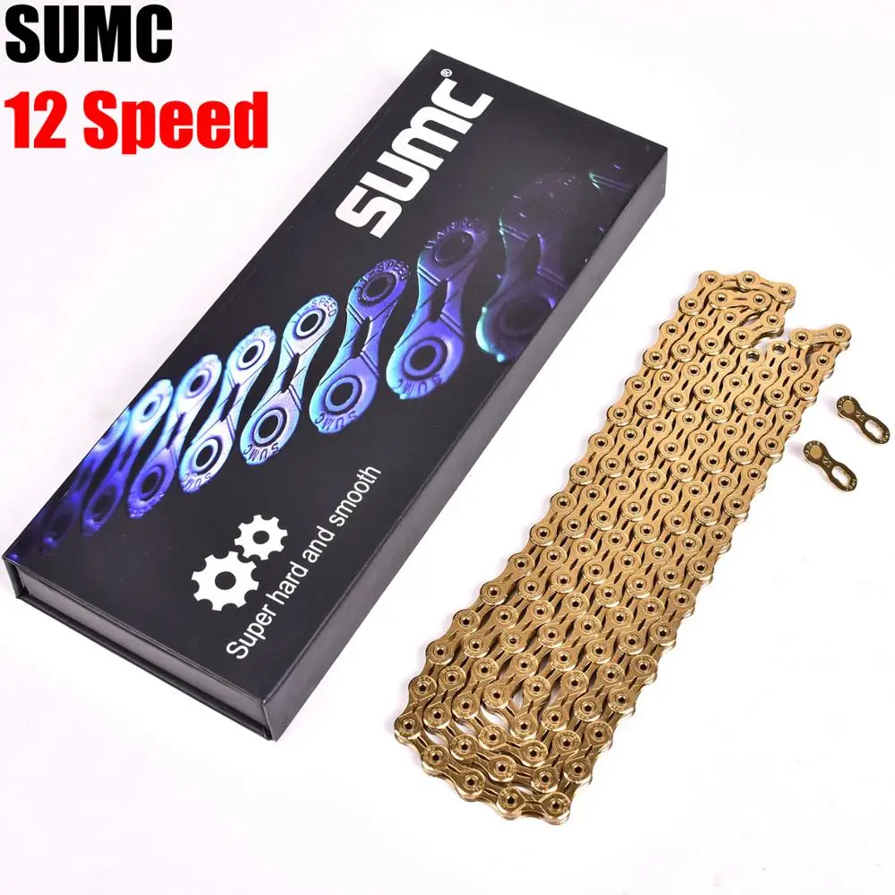 
SUMC Mountain Bike Gold chain 12Speed Bicycle Chain 126L with Missing Link for Bicycle Parts 