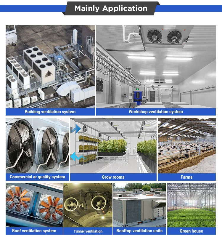 250mm AC aluminum alloy frame steel blades low noise compact ac axial flow fan