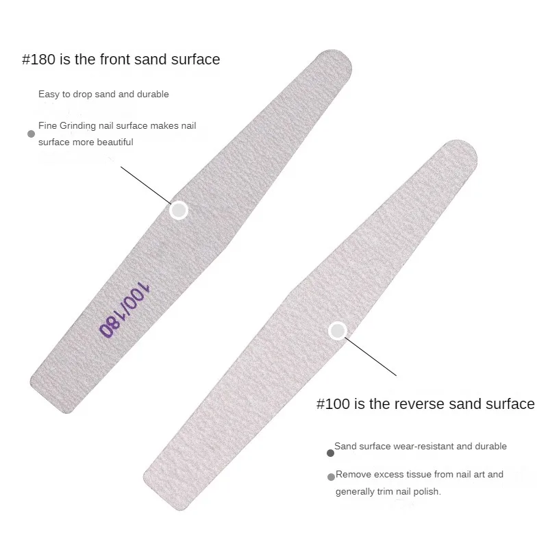 Custom Logo Nail Files 100/180 Double Side Durable Rectangle Straight Round Sandpaper Professional Nail File