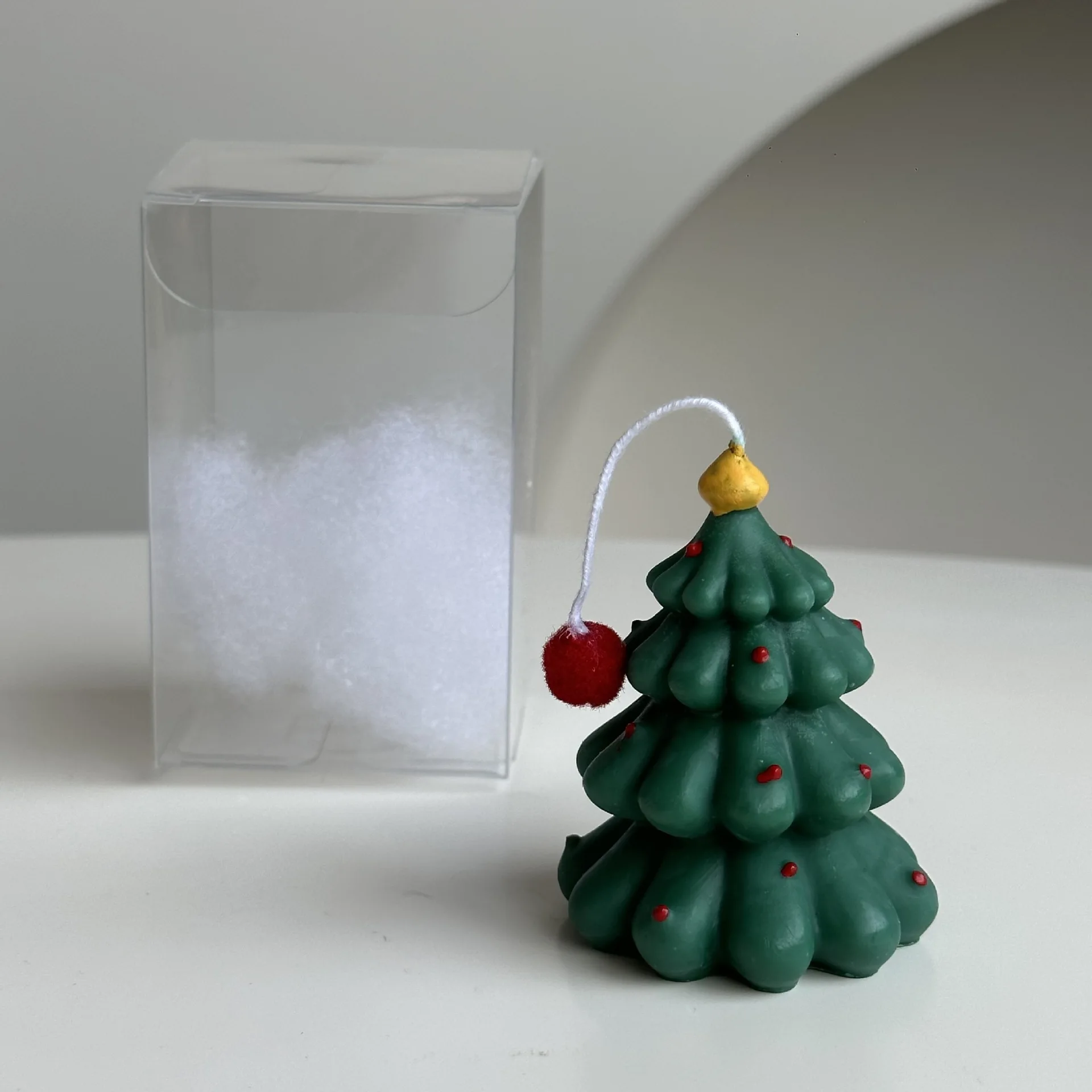 Home Decor Christmas Gifts Custom Mini Cute White Green Christmas Tree Aroma Scented Candle Soy Wax