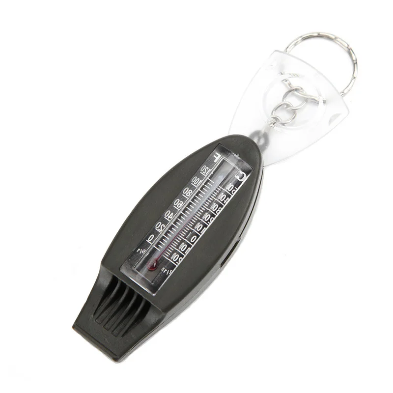 Four-in-one compass outdoor portable magnifying glass thermometer multi-function whistle High-frequency Earthquake Whistle