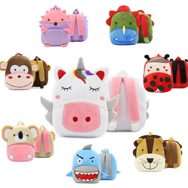 Wholesale Cheap Cute Cartoon School Bag Animal Plush Backpack Children Kids Backpack 3D Cartoon Plush School Bag