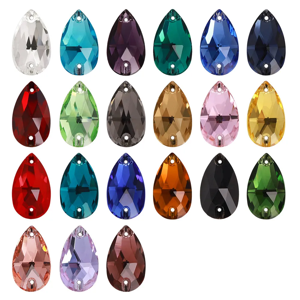 Wholesale 7x12 10x14 11x18 13x22 17x28 mm Raindrop Sew-on Rhinestones Non Hotfix Flatback Sewing Strass Bling For Jewelry Dress