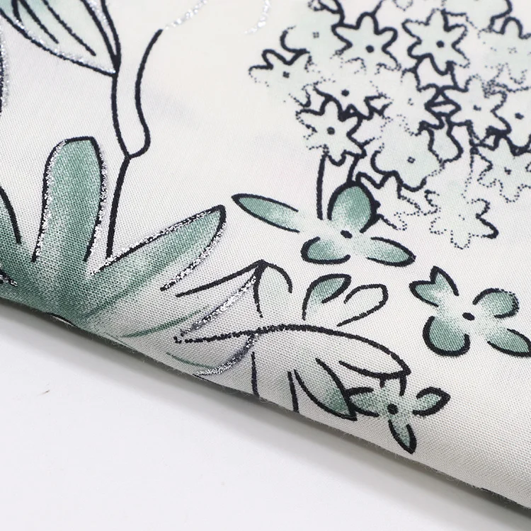 
 Тканый Цветочный вискоза 100 вискоза ткань с принтом Серебряная позолота  