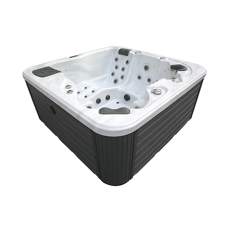 Modern 4-Person Hotel Villa Freestanding Acrylic Hot Tub Whirlpool Massage Jets Balboa Control System CE Certified Includes