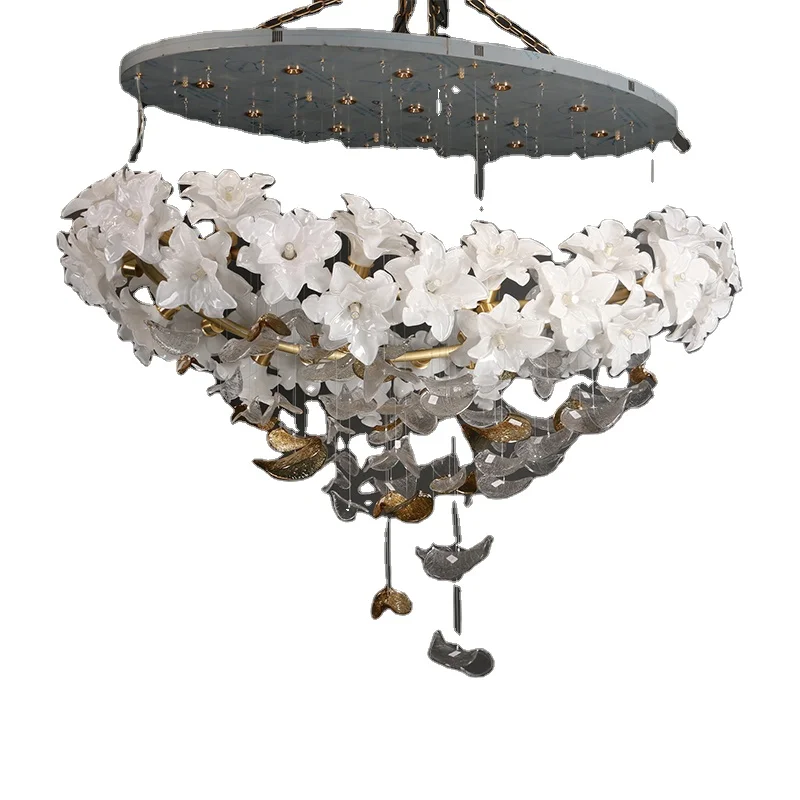 Современный новый дизайн цветок лист люстра Керамическая Золотой белый гостиная спальня современная люстра для свадьбы