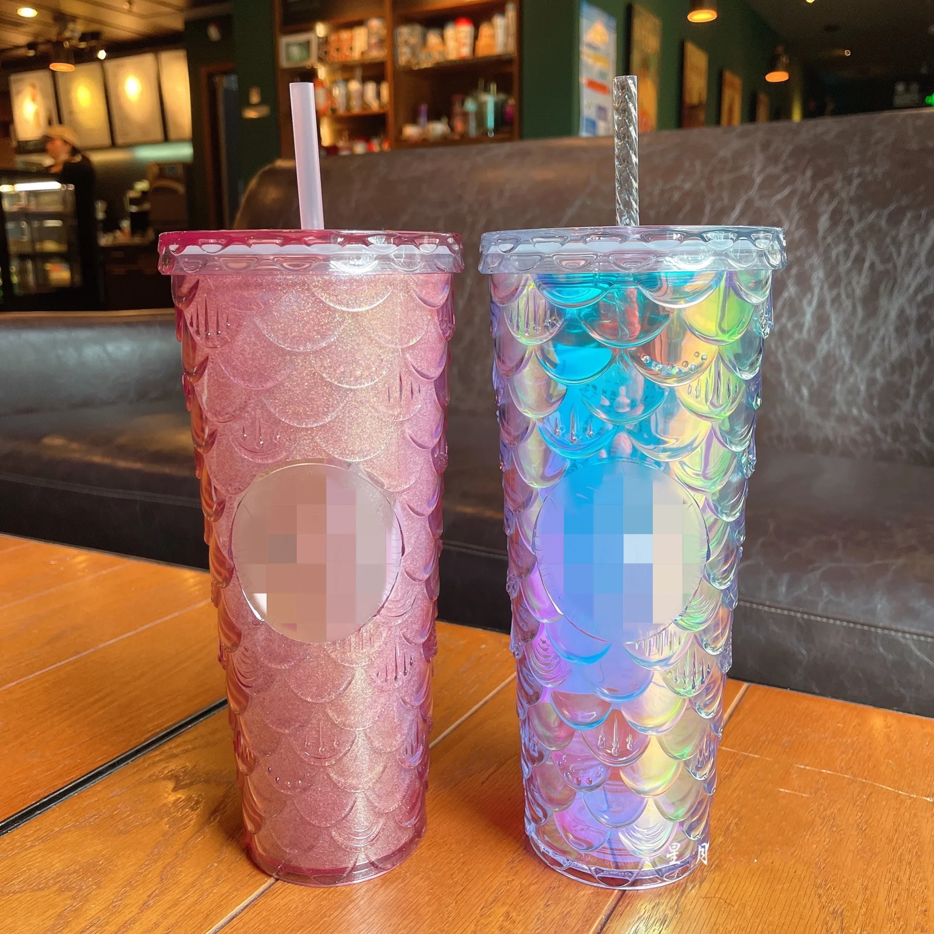 Pineapple Tumbler Studded  Beverage Cups Mermaid Tumbler 24oz plastic tumblers double wall Cold
