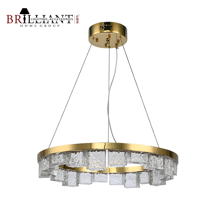 Villa Hotel Living Room Dining Room Glacier Ice Cubes Art Luxury Decorative Ring Chandelier Hanging Glass Pendant Light