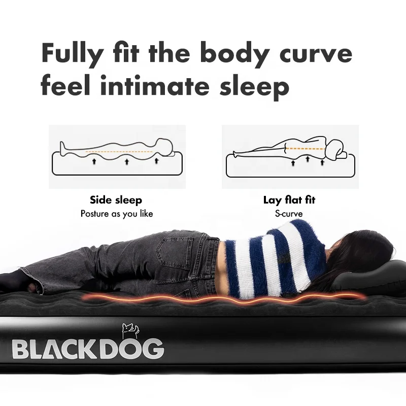 Blackdog outdoor camping double inflatable bed air mattress with built-in pump