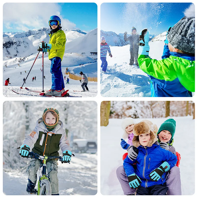 Children Lightweight Outdoor Ski Snowboard Gloves Waterproof Heated Kids Warm waterproof Ski Gloves
