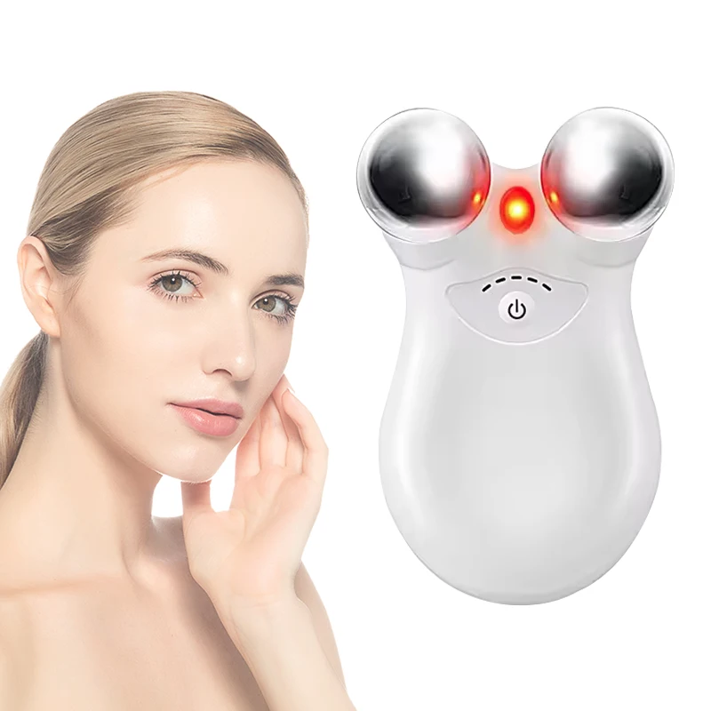 Portable V-Shape Face Lift Instrument Red Light EMS Ion Microcurrent Laser Facial Muscle Ball Massage Roller Skin AU UK EU JP ZA