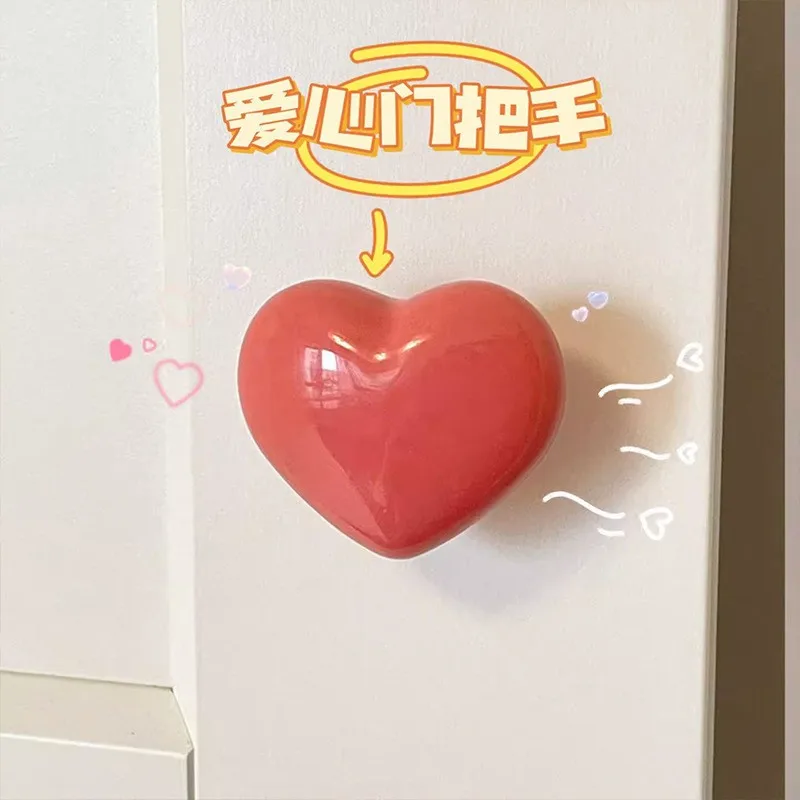Cute Heart Shape Toilet Press Button Handle Long manicure exclusive Flushing Switch Accessories