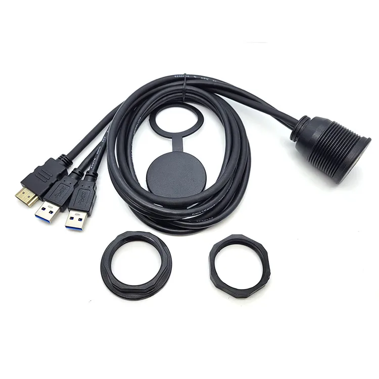 3 in 1AUX flush mount extension cable USB3.0 and HD male-female connector quick charger cable for hub,steampod