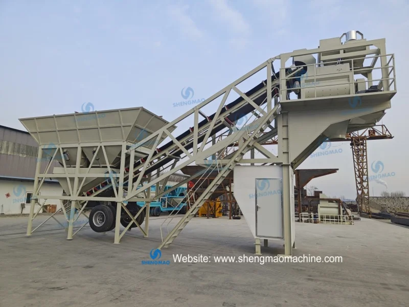 Philippines popular 50m3/h ready mix mobile concrete mixing batching plant with China factory for sale price