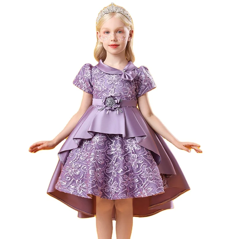 Новые платья для малышей на день рождения Длинное Элегантное платье девочек-подростков вечернее Роскошная Одежда детей
