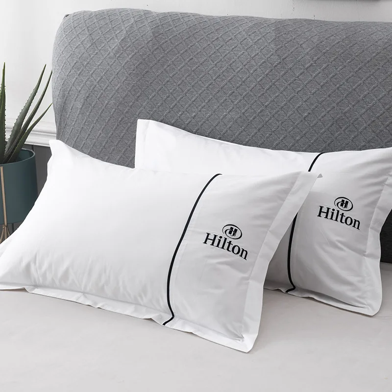 customized hotel white  pillow 100% cotton  fabric polyester filling pillow use for hotel soft and comforanle